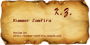 Kummer Zamfira névjegykártya